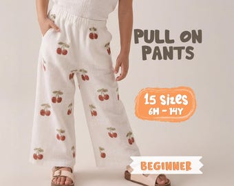 Pants Pattern For Girls - Kid's Pants Sewing Pattern, Children's Sewing Patterns, Cotton Pants With Pockets Pattern