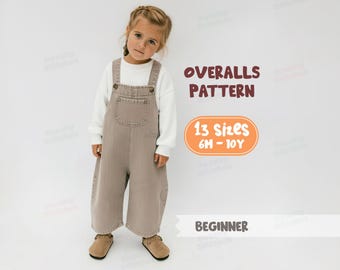 Overalls Sewing Pattern For Kids - Jumpsuit Pattern For Girls Dungarees Pattern, Romper Pattern For Children 6M - 10Y