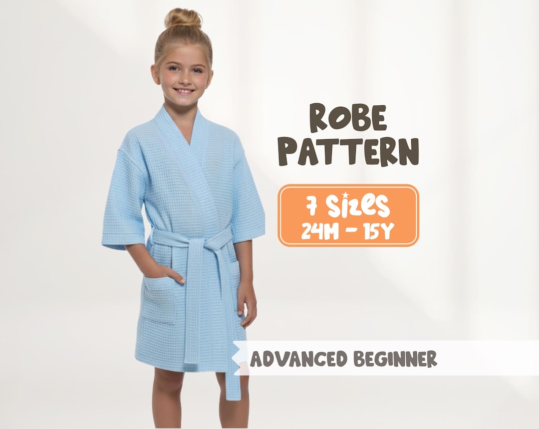 Kids Robe Pattern Size Two Kids Kimono Robe Sewing Pattern: Linen Bathrobe (PDF Pattern) - Etsy
