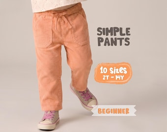 Pants Pattern For Girls - Kid's Pants With Pockets Sewing Pattern For Toddlers, PDF Patterns For Children
