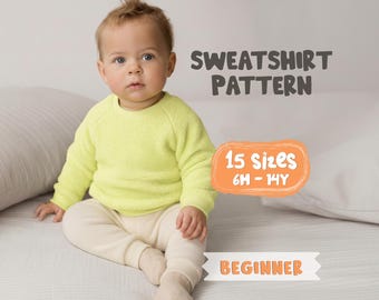 Sweatshirt Pattern For Kids, Hoodie Pattern For Boys Sweatshirt Sewing Pattern For Children , Raglan Sweater For Babies, Toddler Sweatshirt