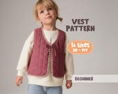 Kids Vest Sewing Pattern For Children - Quilted Jacket Pattern For Kids, Toddler Top Sewing Pattern For Girls