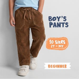 Cartamodello per pantaloni per bambini - Cartamodello per pantaloni con elastico in vita per bambini, modelli PDF per abbigliamento per bambini