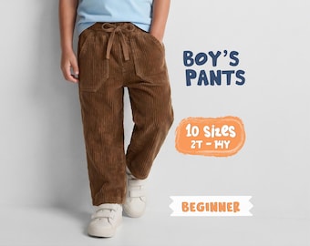 子供用パンツ型紙 - ゴムウエストパンツの縫製型紙（子供服PDFパターン）