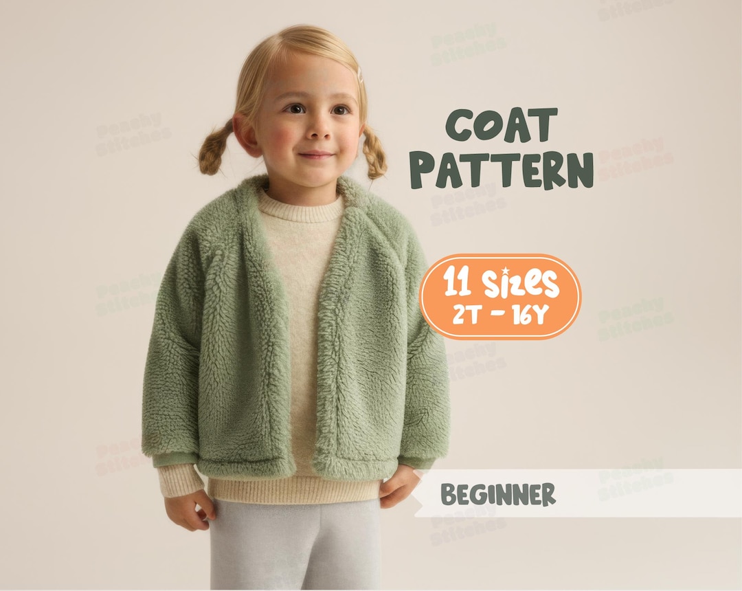 Kids Coloth Pattern Childrens Coat Sewing Pattern - Kids Jacket Pattern, Cardigan Sewing ...