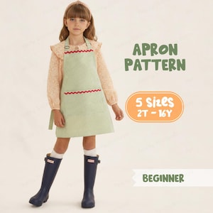 Childrens Apron Sewing Pattern For Kids, Girls Pinafore Dress Pattern For Children (2T-16Y)