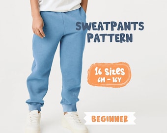Sweatpants Sewing Pattern For Kids, Pants Pattern For Boys, Pajama Pattern For Children, Easy PDF Sewing Patterns For Children