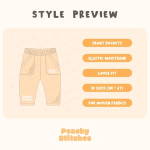 Cotton Pants Pattern For Boys - Kid's Pants With Pockets Sewing Pattern For Woven Fabrics, PDF Patterns For Children, Boys pants pattern, corduroy pants pattern for children, simple pants pattern for girls, trousers pants pattern for kids, pajama pants pattern, elastic waistband pants pattern, elastic pants sewing pattern, pdf sewing patterns for kids, childrens pants pattern, toddler pants pattern, sewing pattern for toddlers, baby boy pants pattern