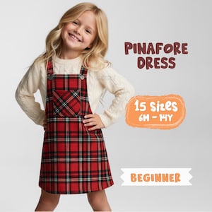 Latzhose Kleid Schnittmuster für Mädchen, Latzhose Kleid Schnittmuster, Baumwollkleid Schnittmuster, Overall Kleid Schnittmuster, PDF Schnittmuster für Kinder