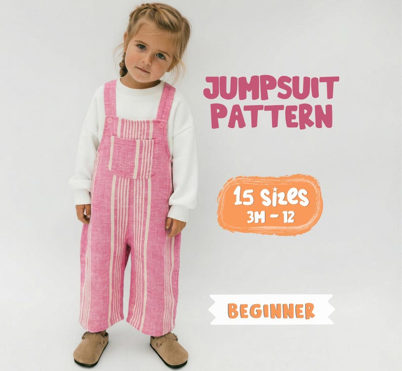 Overalls sewing pattern for Kid's Romper Sewing Pattern For Toddlers - Onesie Pattern For Kids, PDF Patterns For Children, overalls pattern for toddlers, sewing patterns for babies, jumpsuit pattern for kids, jumper pattern for toddlers, pdf sewing patterns for kids, girls jumpsuit pattern, children's dungarees sewing pattern for kids