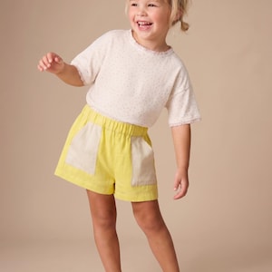 Girl's Shorts Sewing Pattern For kids, cotton Shorts Pattern For children, linen Shorts Pattern For Kids, simple shorts pattern for teens, wide leg shorts pattern for teens, easy PDF shorts sewing pattern for children, woven shorts pattern for boys, beginner-friendly sewing pattern for kids, shorts PDF pattern, toddlers shorts sewing pattern for children, loose fit shorts pattern, beginner shorts pattern for kids, shorts for toddlers, summer shorts pattern for kids pajama shorts pattern