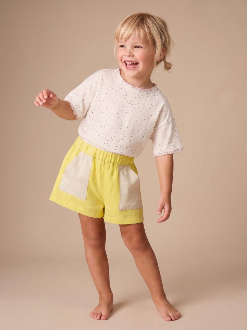 Girl's Shorts Sewing Pattern For kids, cotton Shorts Pattern For children, linen Shorts Pattern For Kids, simple shorts pattern for teens, wide leg shorts pattern for teens, easy PDF shorts sewing pattern for children, woven shorts pattern for boys, beginner-friendly sewing pattern for kids, shorts PDF pattern, toddlers shorts sewing pattern for children, loose fit shorts pattern, beginner shorts pattern for kids, shorts for toddlers, summer shorts pattern for kids pajama shorts pattern