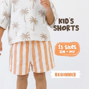 Schnittmuster für Kindershorts, Leinenshorts-Schnittmuster für Kinder, einfaches Shorts-Schnittmuster für Kleinkinder (PDF-Schnittmuster)
