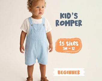 Kids Romper Pattern For Children Overalls Sewing Pattern For Kids Jumpsuit Pattern For Toddlers 3M - 12Y