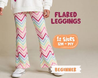 Flared Leggings Pattern For Girls, Flare Pants Pattern For Kids Jersey Pants Sewing Pattern, Yoga Pants Pattern (PDF Download, 12m-14y)