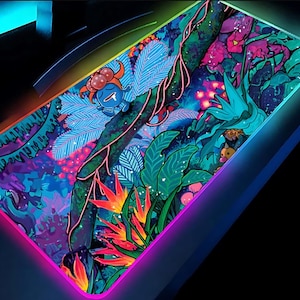 Obsidian Flame Gloom 198/197 LED Gaming Mouse Pad, Colorful Desk Decor, Gaming Gear, Fantasy Inspired, Unique Gift for Gamers