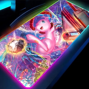 Mew Vmax #269 LED Gaming Mouse Pad - Neon Fantasy Design, Gamer Accessories, RGB Keyboard Mat, Gaming Desk Decor, Gift for Game Enthusiasts