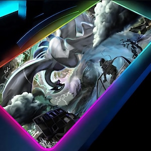 Silver Tempest Lugia #186 LED Gaming Mouse Pad - RGB Light-Up Desk Mat for Gamers, PC Setup, For Gamers