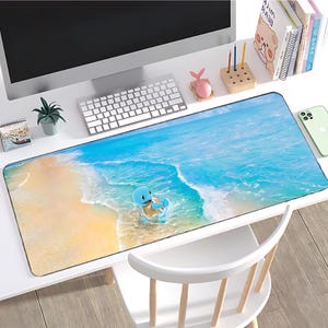 151 Squirtle #170,  Beach Scene Desk Mat, Cute Water-Themed Mouse Pad, Office Accessory for Gamers, Coastal Home Decor, Functional Gift