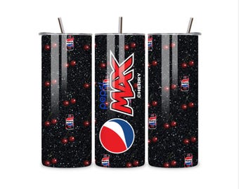 Pepsi Max Cherry Tumbler Wrap: 20oz Skinny Sublimation Design (Digital File Only)