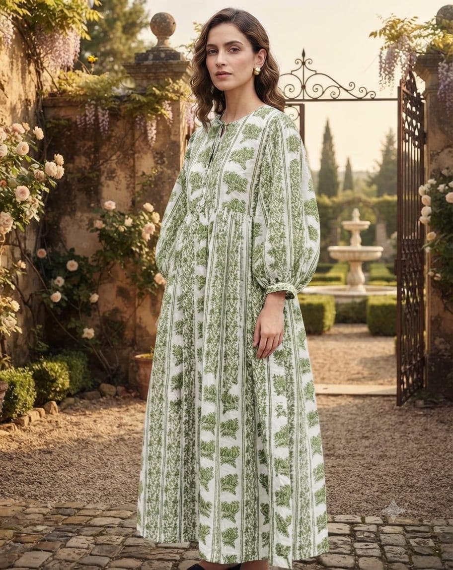 green and white dress for women Midi Web Collection: A line dresses