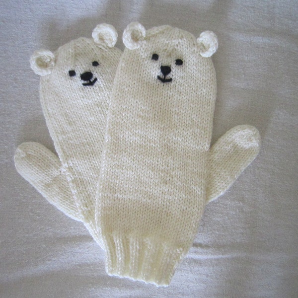 Polar bear wool animal mittens,  very soft Australian pure wool. Kawaii