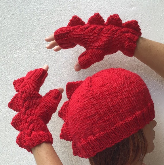 dinosaur hat and mittens set