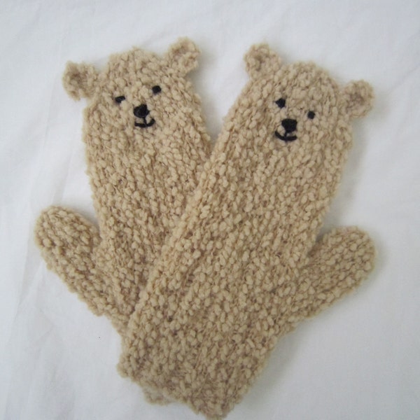 Teddy bear mittens for adults, super soft yarn