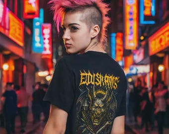 Oni Demon Heavy Metal T-Shirt, Gothic Band Grafik, Unisex Streetwear