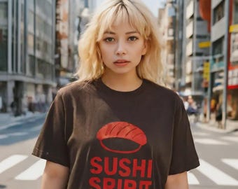 Sushi Spirit Graphic Tee, minimalistische Foodie-Kleidung