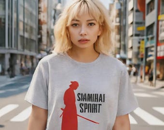 Maglietta grafica Samurai Spirit, design Bushido giapponese
