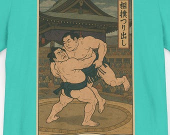Ukiyoe Sumo Wrestling T-Shirt, Japanisches Kunst Grafik-T-Shirt