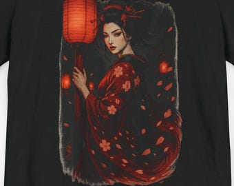 Geisha Art T-Shirt, japanisches Ukiyo-e Graphic Tee, Unisex