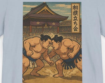 Ukiyoe Sumo Ringer T-Shirt, Vintage Japanische Kunst Tee