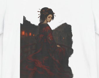 Maglietta con grafica giapponese, stile Ukiyo-e, Geisha Art