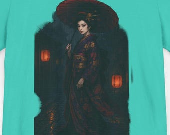 Maglietta Geisha Ukiyo-e, maglietta grafica con arte giapponese