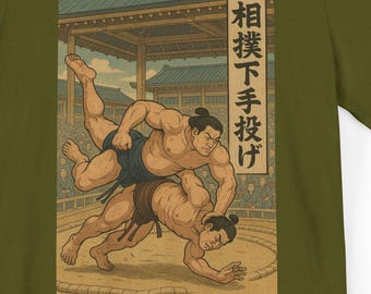 Ukiyoe Sumo Achsel werfen TShirt, Sumo Wrestling Art Unisex T-Shirt, Retro Martial Arts Shirt, Japanische Kultur Geschenk, Lässiges Top