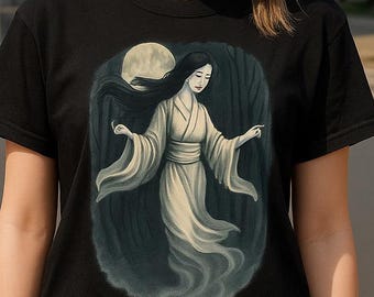 Japanisches Yurei Ghost T-Shirt, Gruselige Horror Grafik, Kulturelle Kunst