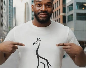 Minimalistisches Giraffen Pinselstrich TShirt, Japanische Kalligraphie Unisex T-Shirt, Elegante Silhouette, Tier Liebhaber Geschenk, Moderne Kunst Tragen