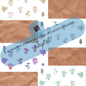 Conjunto de 4 - Conjunto de cartões com padrão de cogumelo - Download digital