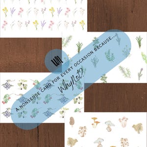 Set di 4 - Set di carte con motivi Natural Prints (fiori, erbe, bacche, funghi) - Download digitale