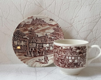 Conjunto de café vintage J. Broadhurst: xícaras e pires ingleses (conjunto de 5 peças)