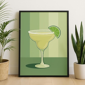Minimalist Margarita Poster | Margarita Wall Art | Cocktail Recipe Art | Margarita Lover Gift