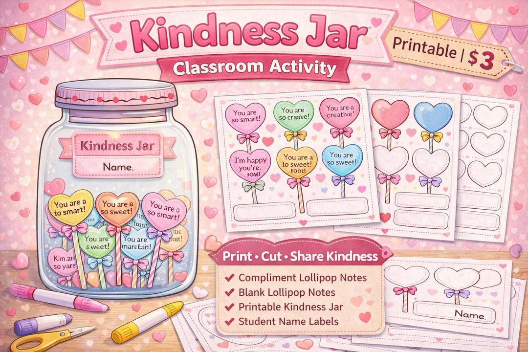 Kindness Jar Craft Printable | Valentine Classroom Activity ...