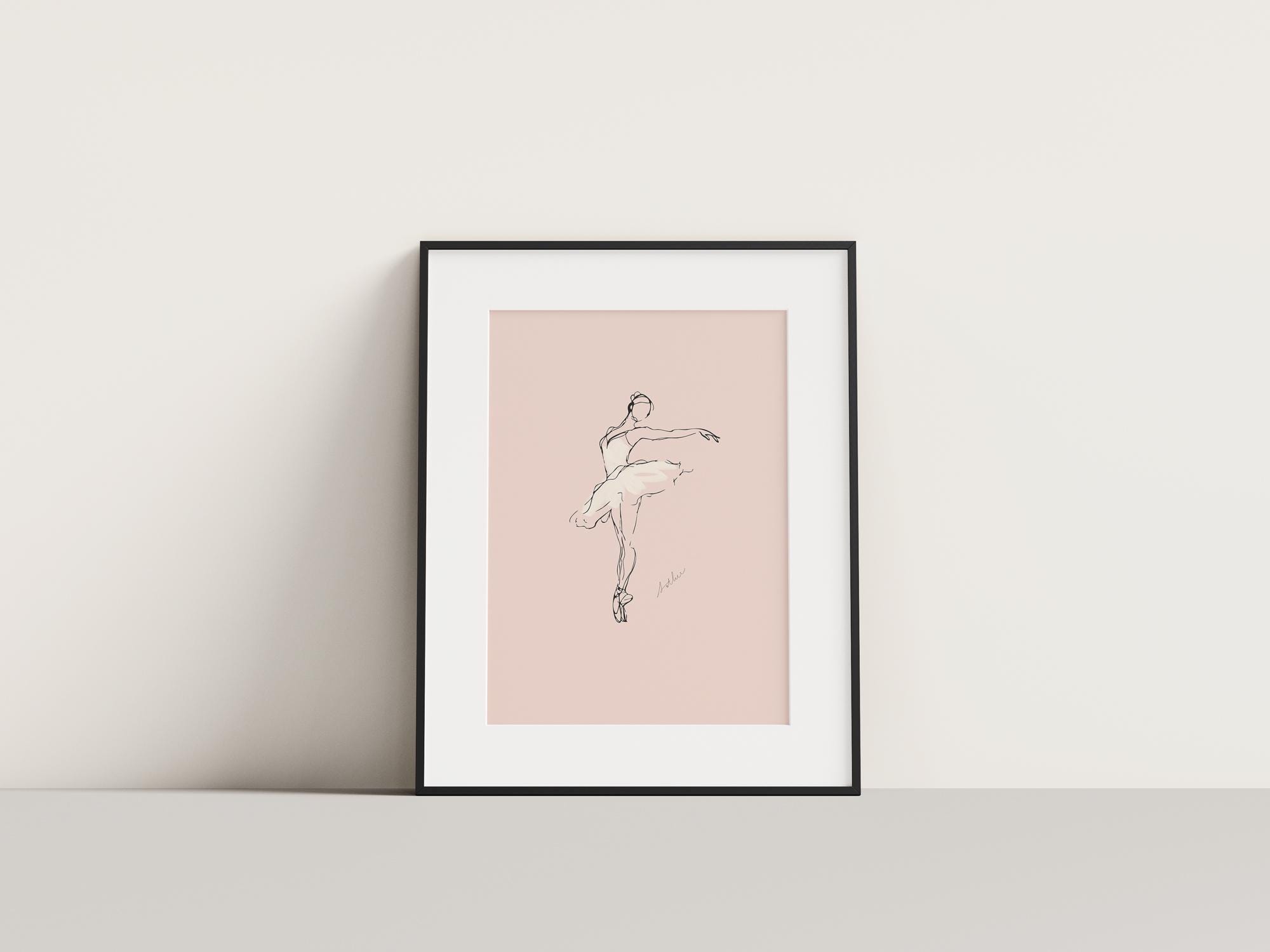 Pink Ballet Line Art Wall Print for Girls’ Room & Dance Studio Decor ...