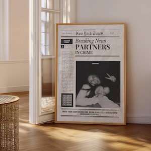 Custom Newspaper Print, Personalised Newspaper poster, New York Times, College Dorm wall art.