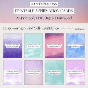 Affirmations Karten | 6 x 8 cm Positive Zitat Karten | A4 Digitaler Download | Selbstliebe, Motivation, Mindset | Sofort Download