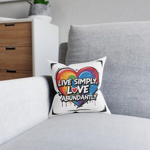 Colourful Love Quote Square Pillow | Home Decor, Gift for Friends, Cozy Living Space, LGBTQ+ Pride, Inspirational Cushion