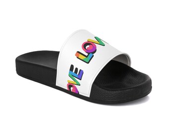 Colorful Love Slide Sandals for Women, Summer Footwear, Beach Slides, Casual Flip Flops, Pride Sandals, Gift for Her LGBTQ+