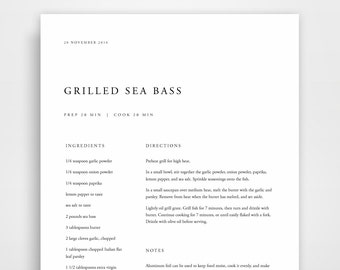 cookbook template etsy